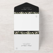 Waterverf Wildbloemen Floral Wedding Black All In One Uitnodiging (Buitenkant)