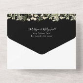 Waterverf Wildbloemen Floral Wedding Black All In One Uitnodiging (Achterkant)