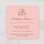 Waterverf Wildbloemen Floral Wreatroze Vierkante Visitekaartje (Achterkant)