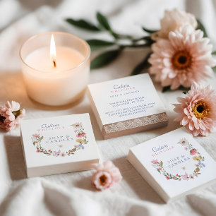 Waterverf Wildbloemen & Foliage Square Business Vierkante Visitekaartje