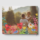 Waterverf Wildbloemen Foto Bruiloft Gastenboek (Achterkant)