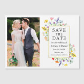 Waterverf Wildbloemen Foto Goud Lijst Magnetische Uitnodiging (Voorkant)