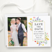 Waterverf Wildbloemen Foto Goud Lijst Save The Date