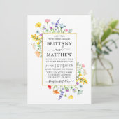 Waterverf Wildbloemen Foto Gouden Bruiloft Kaart (Staand voorkant)