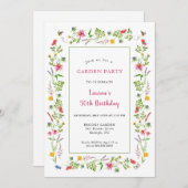 Waterverf Wildbloemen Garden Birthday Kaart (Voorkant / Achterkant)