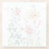 Waterverf Wildbloemen Glazen Onderzetter (Achterkant)
