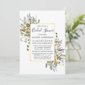 Waterverf Wildbloemen Gold Sage Green Shower Kaart (Staand voorkant)