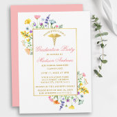 Waterverf Wildbloemen Goud Roze Verpleegster Afstu Kaart