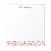 Waterverf Wildbloemen Grens Gepersonaliseerd Notitieblok (Voorkant)