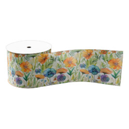 Waterverf Wildbloemen Grosgrain Lint
