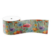 Waterverf Wildbloemen Grosgrain Lint (Spoel)