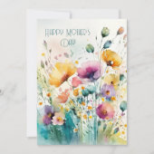 Waterverf Wildbloemen|Happy Moederdag Feestdagenkaart (Voorkant)