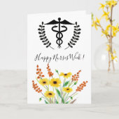 Waterverf Wildbloemen Happy Nurses Week Kaart (Gele Bloem)