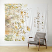 Waterverf Wildbloemen Herfst Baby shower Achtergro Wandkleed (In Situ (horizontaal))