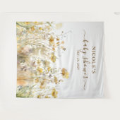 Waterverf Wildbloemen Herfst Baby shower Achtergro Wandkleed (Voorkant (horizontaal))
