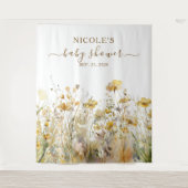 Waterverf Wildbloemen Herfst Baby shower Achtergro Wandkleed (Voorkant)