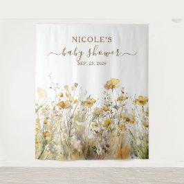 Waterverf Wildbloemen Herfst Baby shower Achtergro Wandkleed