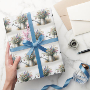 Waterverf Wildbloemen in een gieter Cadeaupapier