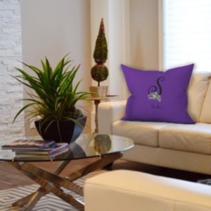 Waterverf wildbloemen initiaal monogram kussen