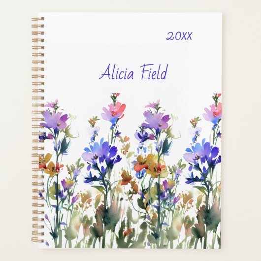  Waterverf Wildbloemen | JOUW NAAM Planner (Voorkant)