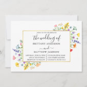 Waterverf Wildbloemen Kalligrafie Bruiloft Kaart (Voorkant)