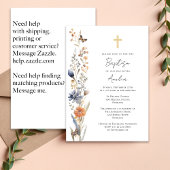  Waterverf Wildbloemen kruisen doop Kaart