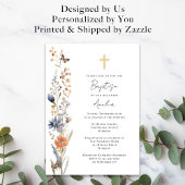  Waterverf Wildbloemen kruisen doop Kaart