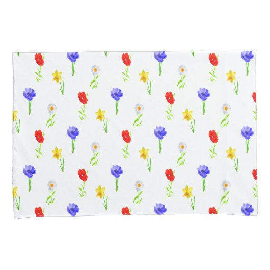 Waterverf Wildbloemen Kussensloop (Voorkant-Rechts)