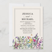 Waterverf Wildbloemen Landhuwelijk Kaart (Voorkant)