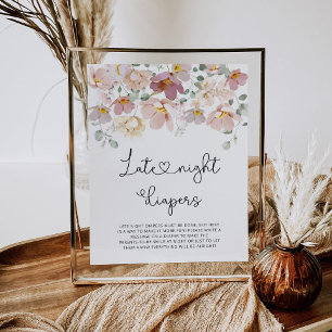 Waterverf wildbloemen Late night diapers game Pos Poster