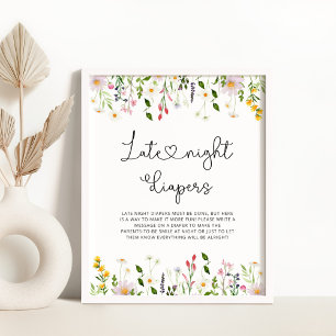 Waterverf wildbloemen Late night diapers game Poster