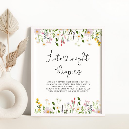 Waterverf wildbloemen Late night diapers game Poster