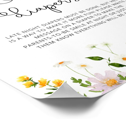Waterverf wildbloemen Late night diapers game Poster (Hoek)