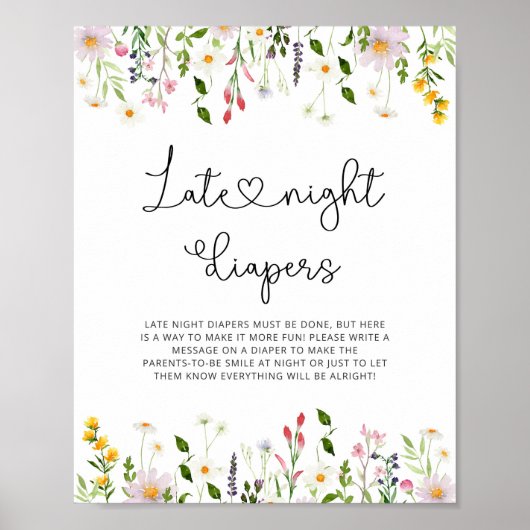 Waterverf wildbloemen Late night diapers game Poster (Voorkant)