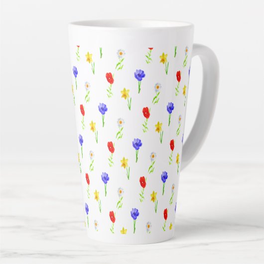 Waterverf Wildbloemen Latte Mok (Rechterhoek)