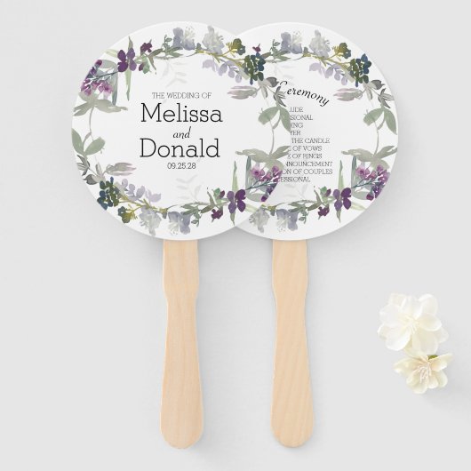 Waterverf Wildbloemen Lavendel Bloemen Programma Handwaaier (Voorkant en achterkant)