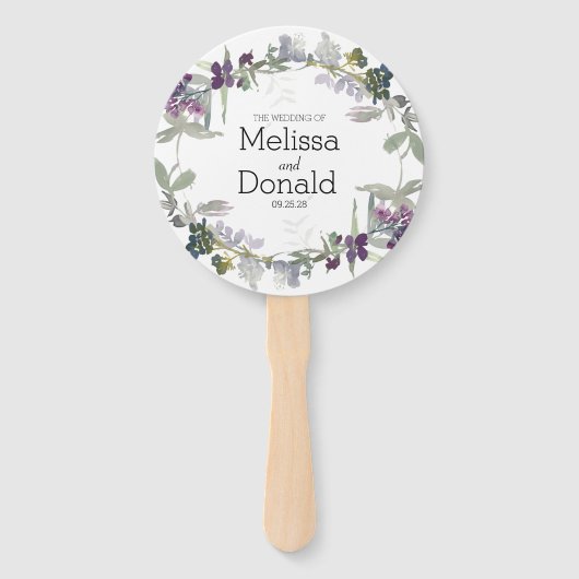 Waterverf Wildbloemen Lavendel Bloemen Programma Handwaaier (Voorkant)