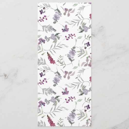 Waterverf Wildbloemen Lavendel Bloemen Stoel teken Menu (Achterkant)