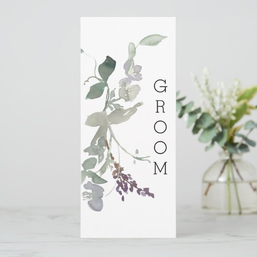 Waterverf Wildbloemen Lavendel Bloemen Stoel teken Menu (Staand voorkant)