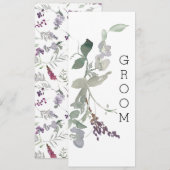 Waterverf Wildbloemen Lavendel Bloemen Stoel teken Menu (Voorkant / Achterkant)