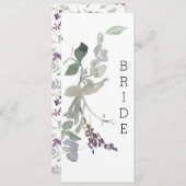 Waterverf Wildbloemen Lavendel Bloemen Stoel teken Menu (Voorkant / Achterkant)