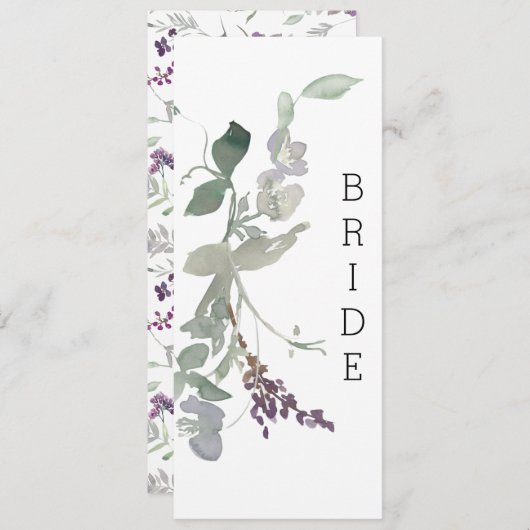 Waterverf Wildbloemen Lavendel Bloemen Stoel teken Menu (Voorkant / Achterkant)