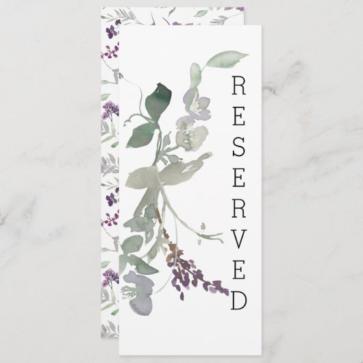 Waterverf Wildbloemen Lavendel Bloemen Stoel teken Menu (Voorkant / Achterkant)