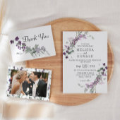 Waterverf Wildbloemen Lavendel Bruiloft Kaart