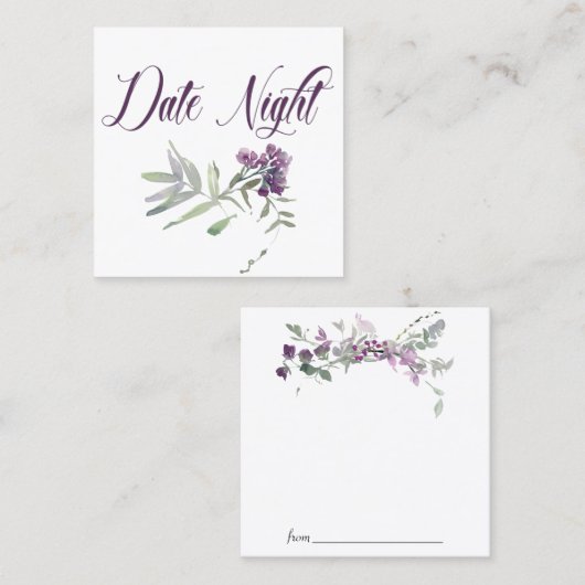 Waterverf Wildbloemen Lavendel Datum Nacht Kaart Vierkante Visitekaartje (Voorkant / Achterkant)