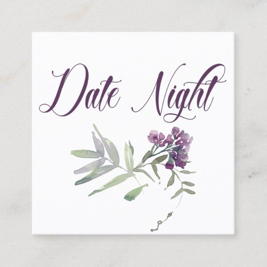 Waterverf Wildbloemen Lavendel Datum Nacht Kaart Vierkante Visitekaartje (Voorkant)