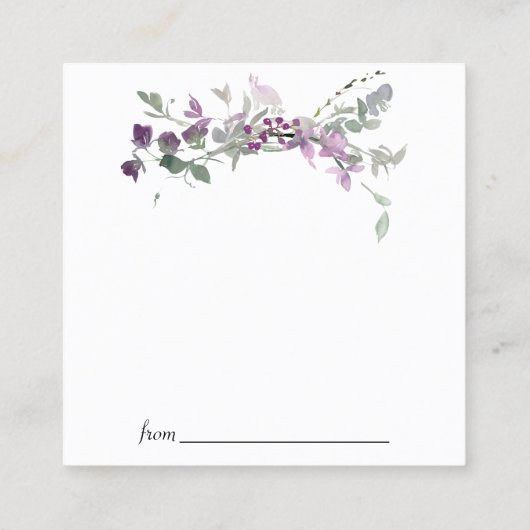 Waterverf Wildbloemen Lavendel Datum Nacht Kaart Vierkante Visitekaartje (Achterkant)