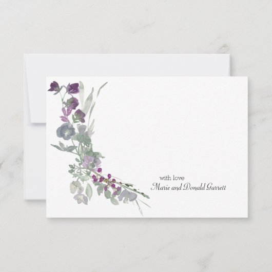 Waterverf Wildbloemen Lavender Bedankkaart (Achterkant)