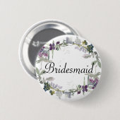 Waterverf Wildbloemen Lavender Floral Bridesmaid Ronde Button 5,7 Cm (Voorkant /achterkant)