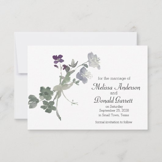 Waterverf Wildbloemen Lavender Save The Date (Achterkant)